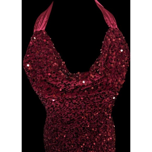 Glam Merlot Star Lights Halter Mini Dress By Selfie Leslie - Picture 3 of 12